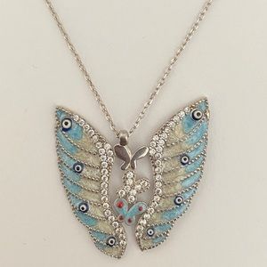 Angel wing butterfly 925 handmade enamel necklace